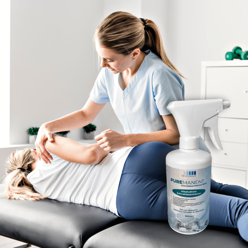 PUREMANENT Schnelldesinfektion 500 ml in der Physiotherapie