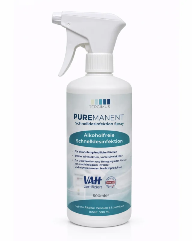PUREMANENT Schnelldesinfektion ohne Alkohol 500 ml Sprühflasche