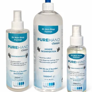 PUREHAND Classic Händedesinfektion ohne Alkohol in 250 ml, 1000 ml und 100 ml