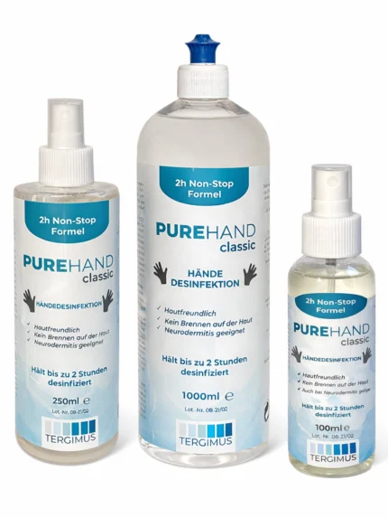 PUREHAND Classic Händedesinfektion ohne Alkohol in 250 ml, 1000 ml und 100 ml