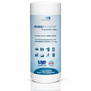 PUREMANENT Long Protect Desinfektionstücher in der Spenderdose