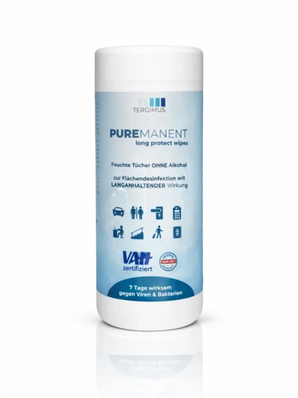 PUREMANENT Long Protect Desinfektionstücher in der Spenderdose