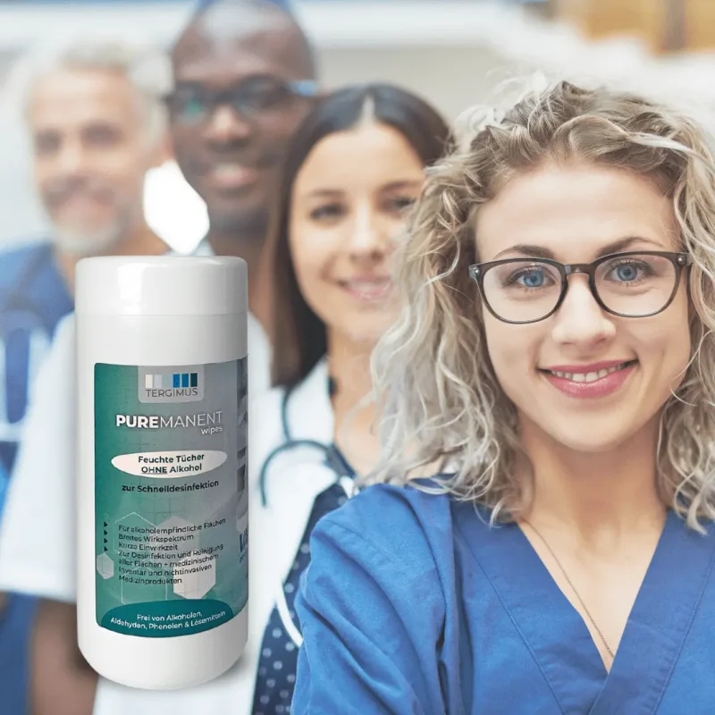 PUREMANENT Wipes Desinfektionstücher im Einsatz bei medizinischem Personal