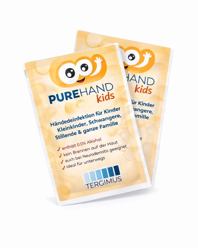 PUREHAND Kids Desinfektionstücher für Kinder, einzeln verpackt