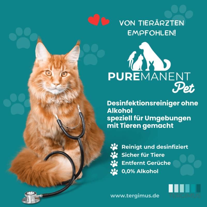 PUREMANENT Pet von Tierärzten empfohlen, alkoholfreier Desinfektionsreiniger für Tierumgebungen