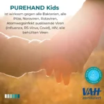 PUREHAND Kids wirkt gegen Bakterien, Pilze, Noroviren, Rotaviren und behüllte Viren, VAH-zertifiziert