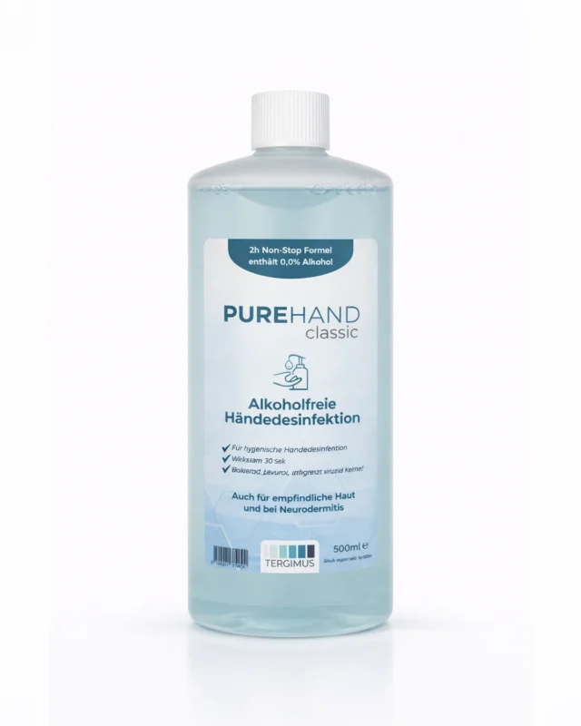 PUREHAND Classic 500 ml Händedesinfektion ohne Alkohol in der Euroflasche